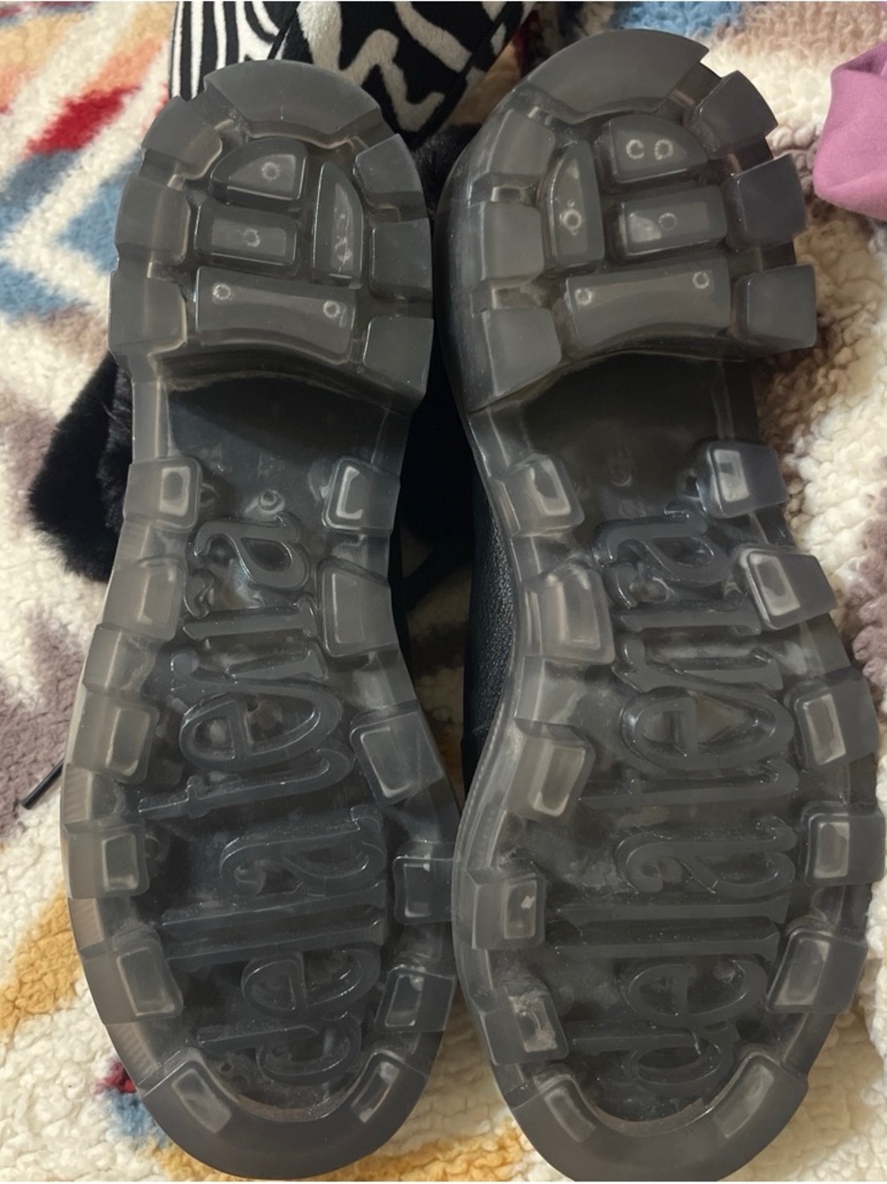 Women’s Lace-Up Boots with Translucent Lug Soles in Black